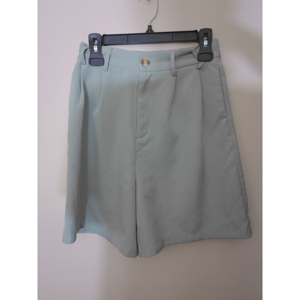 Forever 21 Pleated Shorts Womens Medium Sage Green High Waist Trouser Academia